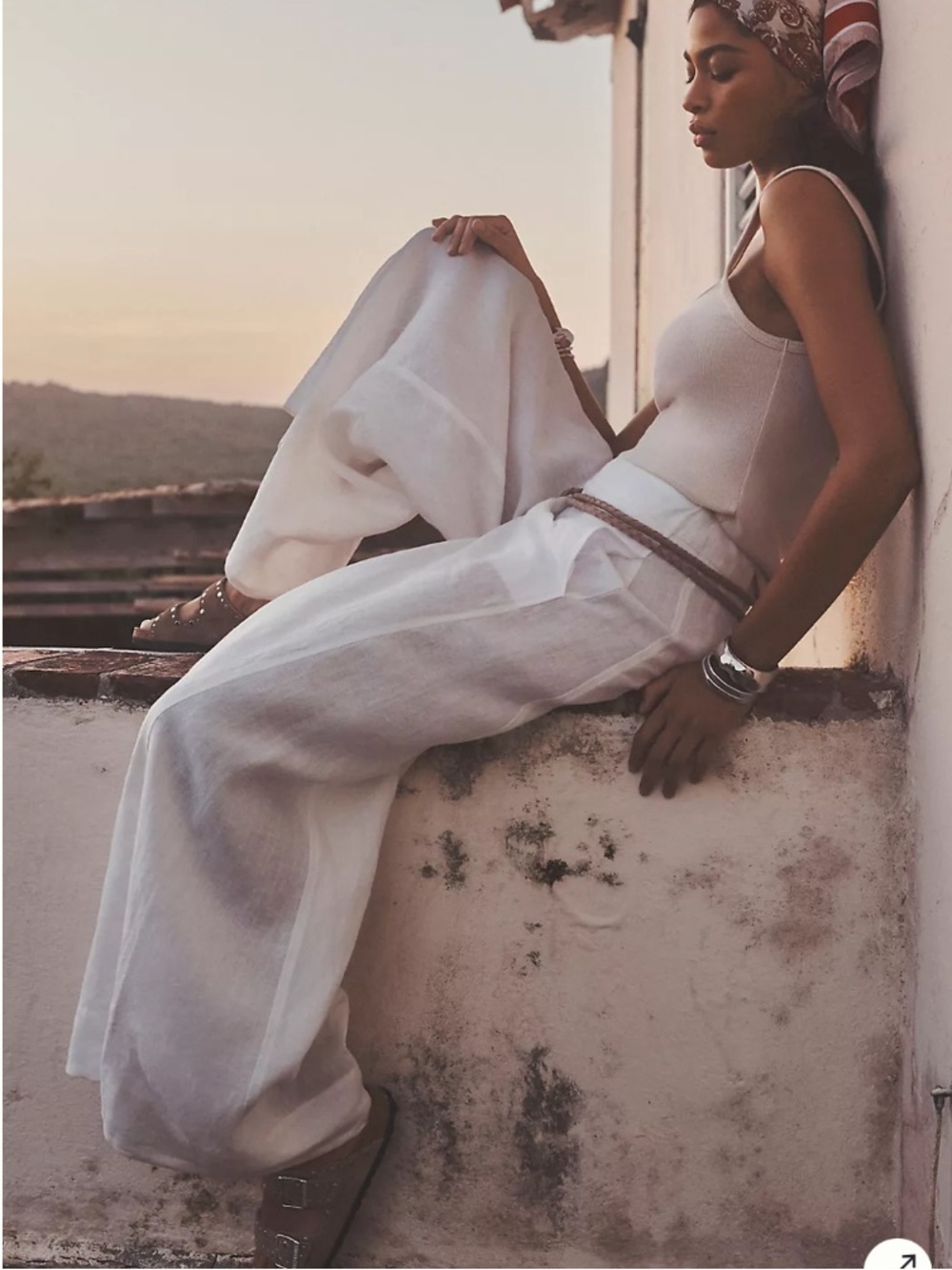 Anthroplogie White Linen Palazzo Pants Size 8 Wide Leg Boho Coastal - Picture 15 of 15